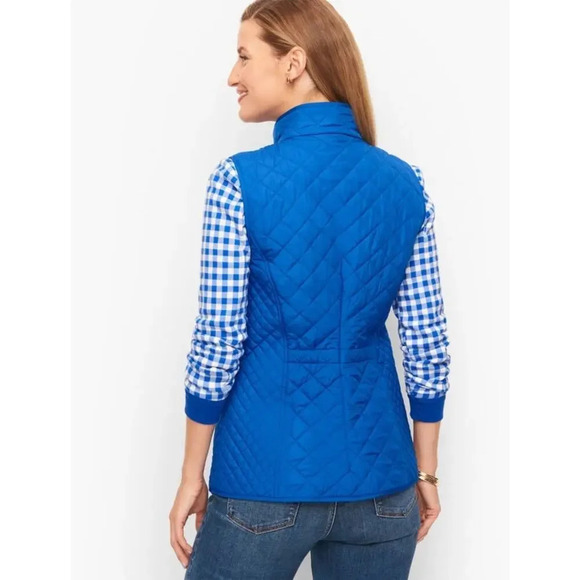 Talbots Blue Quilted Puffer Vest Women’s 1X Sleeveless Full Zip Transitional - Picture 3 of 10